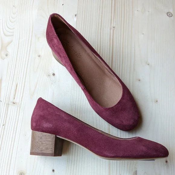Madewell Block Heel Dress Shoes in Burgundy Wine suede leather - Picture 4 of 5